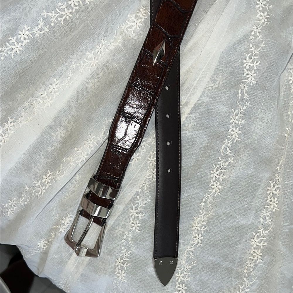 Brown bonded leather belt